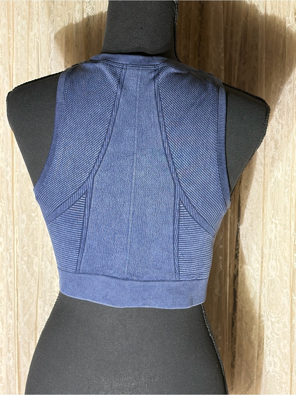 Navy Ribbed Racerback Crop Tank - Picture 3 of 3